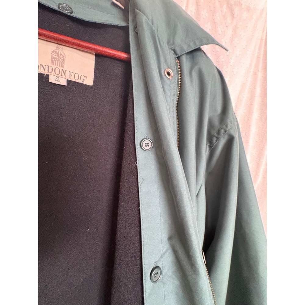 London Fog Forest Green Hooded Trench Coat with Removable Liner Small Reg - Picture 5 of 5